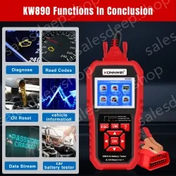 KW890 Automotive Fault Diagnosis Instrument Engine Fault Reading Fault Code Query Playback Function Testing Tools